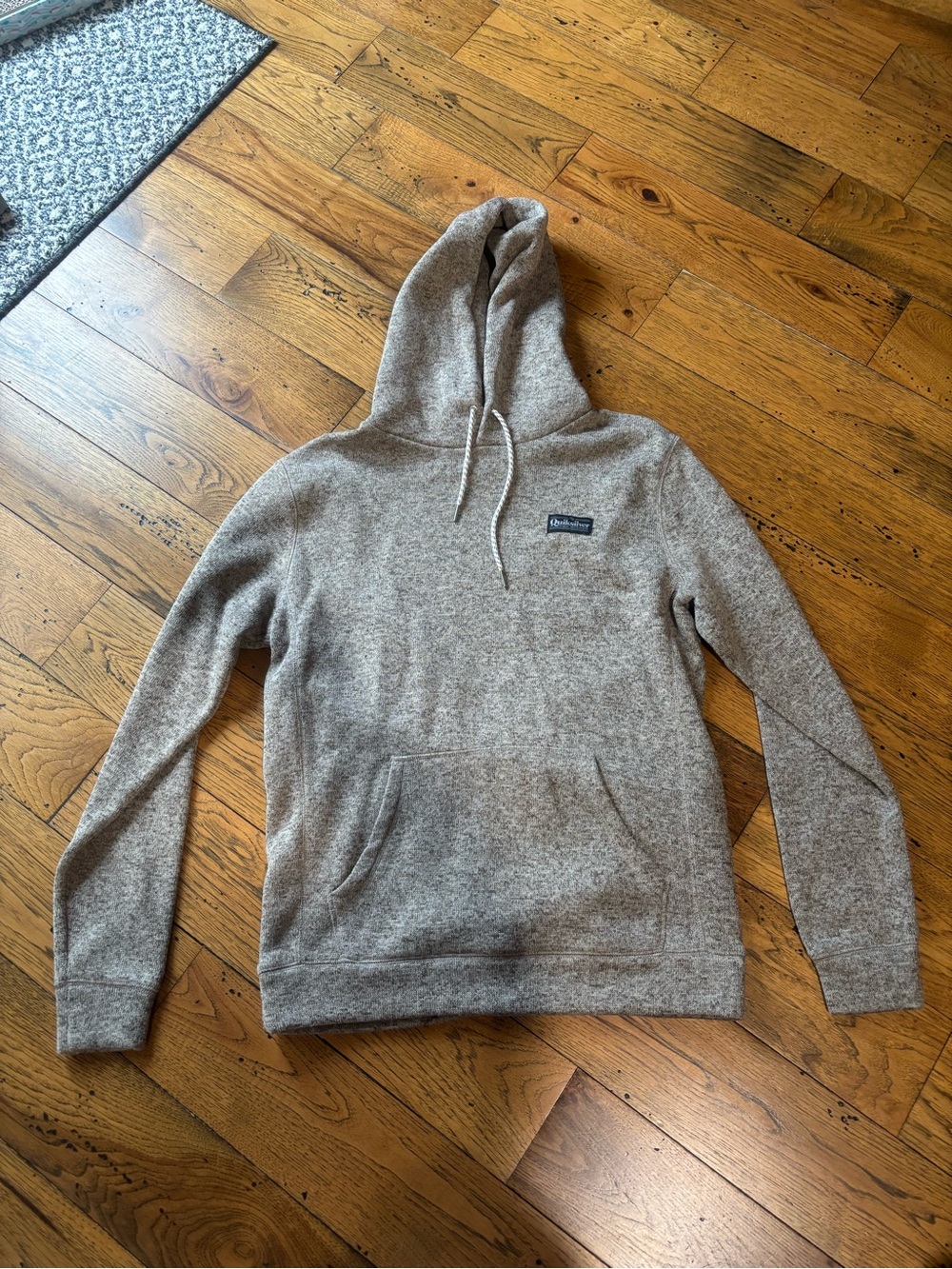 Quiksilver Heather Taupe Logo Hooded Pullover Mens Sweatshirt Size Large
